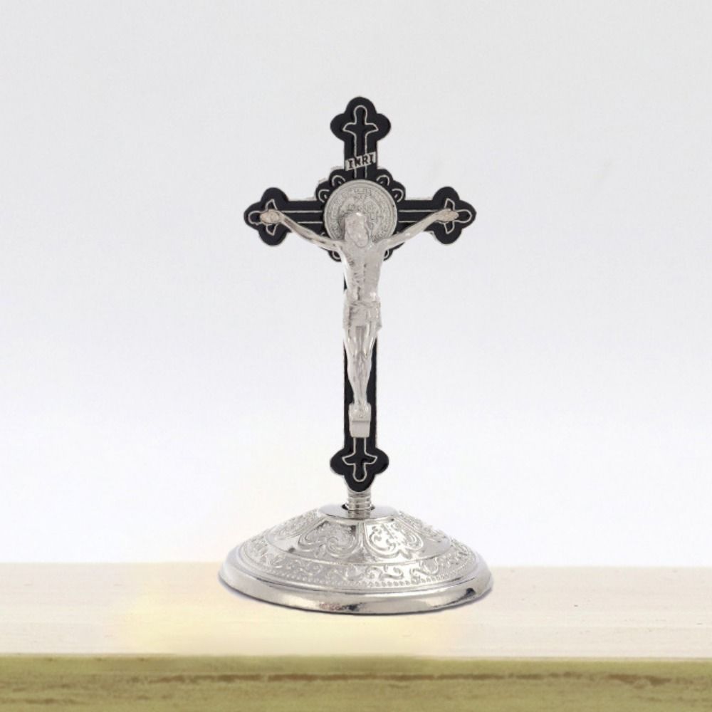 With Stand Zinc Zinc Alloy Cross Ornaments Religious Plated Gold Statue Church Cross Ornaments  Home Decor