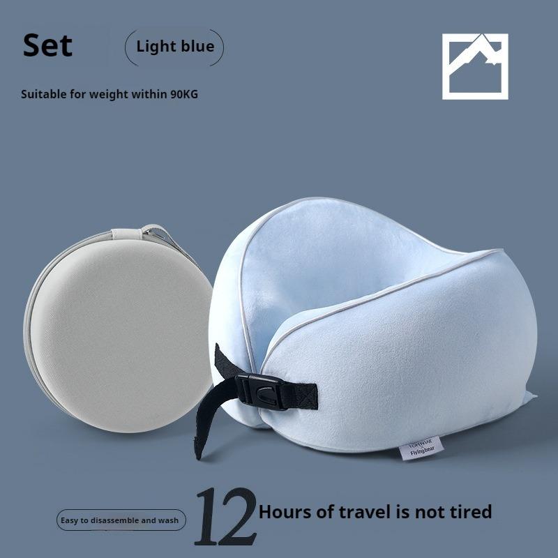 New Portable U-Shaped Memory Foam Pillow with Fleece Cover Airplane Neck Support Travel Pillow for Comfortable Sleep On-the-go