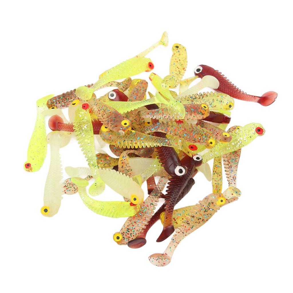 50Pcs Soft Bait Silicone Flat Tail Simulated Actions Flexible Fishing Soft Lure for Bass 5cm