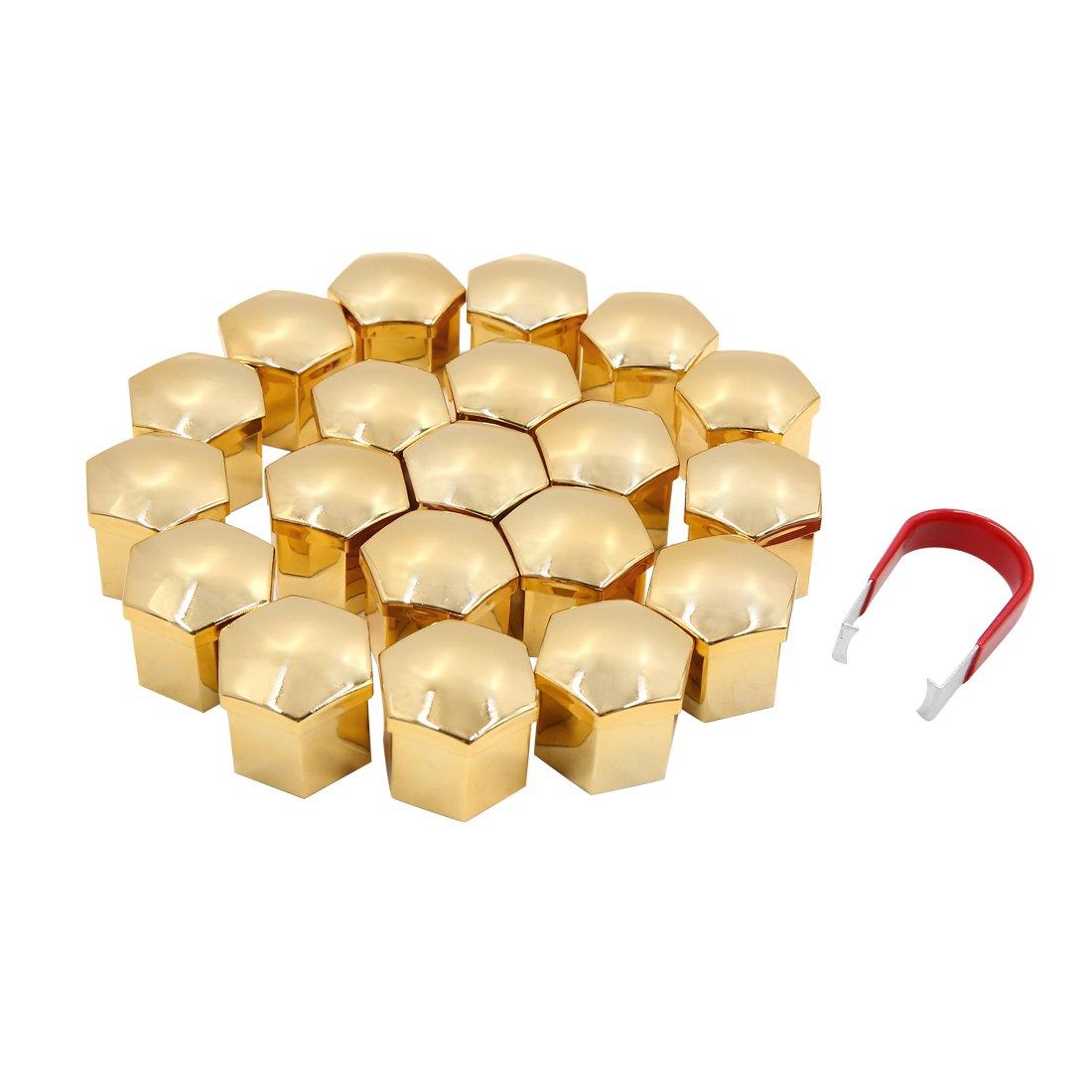 

uxcell 21mm Wheel Hub Screw Dust Gold Tone Plastic 20-Pack Covers,