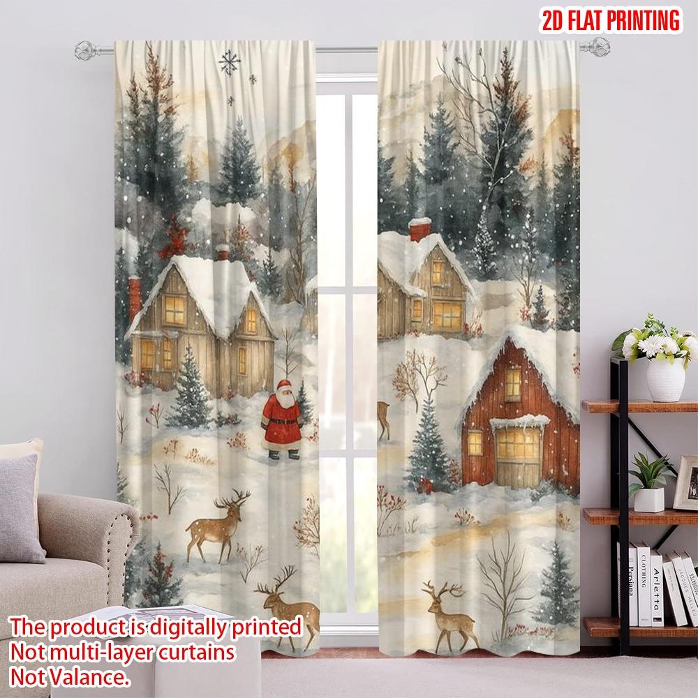 

2 шт., шторы с 2D-принтом, с цифровой печатью Зимняя страна чудес, универсальный прочный полиэстер (без удилища) Праздничный Идеально для 52.50 × 116.00 cm 2 pcs