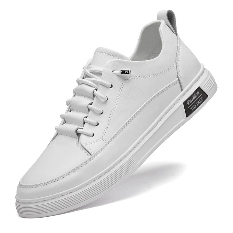 

2025 Новые мужские модные кроссовки на шнуровке для улицы с защитой от скольжения, дизайнерские повседневные кожаные кеды, удобные кроссовки из натуральной кожи для бега 47 белый