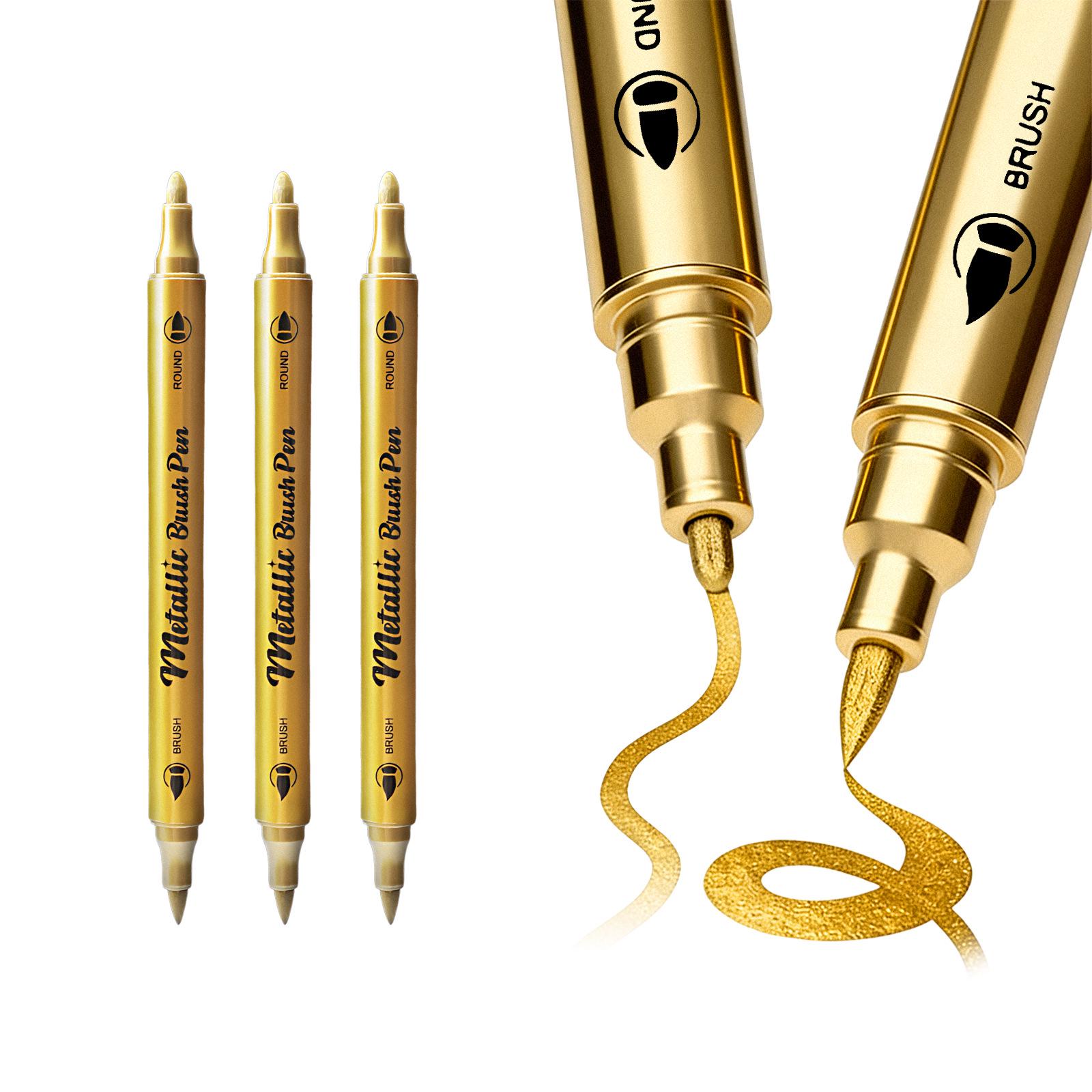 Dual-Tip Multi-Surface Acrylic Paint Marker for Smooth, Water-Based Art Writing золотой