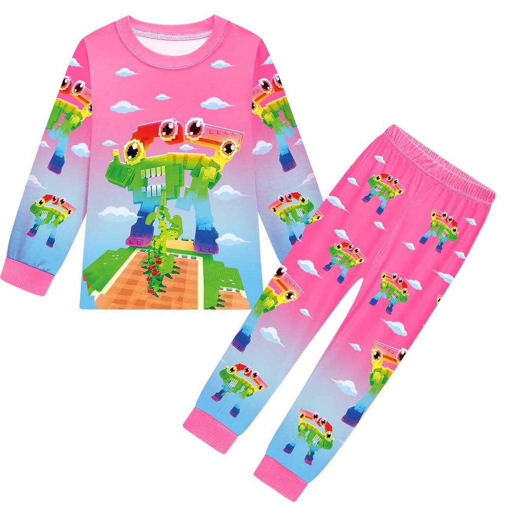 19705 Kinder Jungen Mädchen Steal a Brainrot 67 Six Seven Print Langarm T-Shirt Hose Pyjama Nachtwäsche Sets