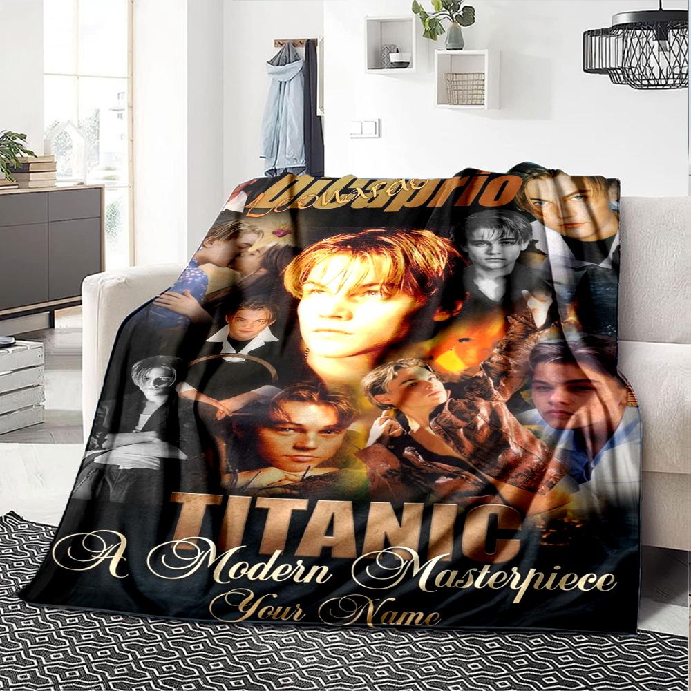 Name Custom Leonardo DiCaprio Print Flannel Blanket High Quality Warm Comfortable Cover for All Seasons Perfect for Gifts Home Decor