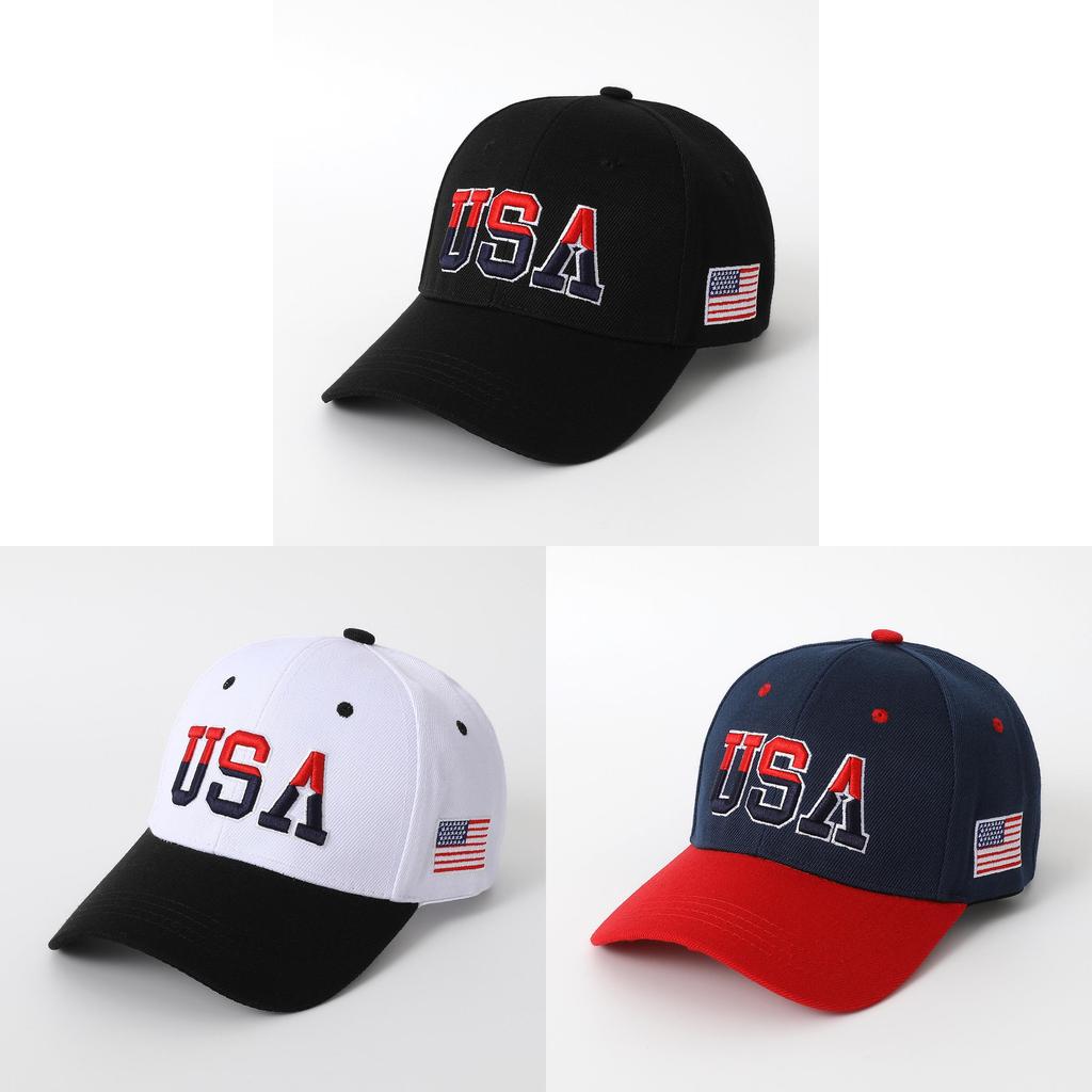 American Flag Baseball Cap With Embroidered Usa Badge For Casual Wear
