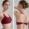 Thin-strapped Color-blocked Sports Bra Cross-back Short Fitness Underwear Shockproof Yoga Vest