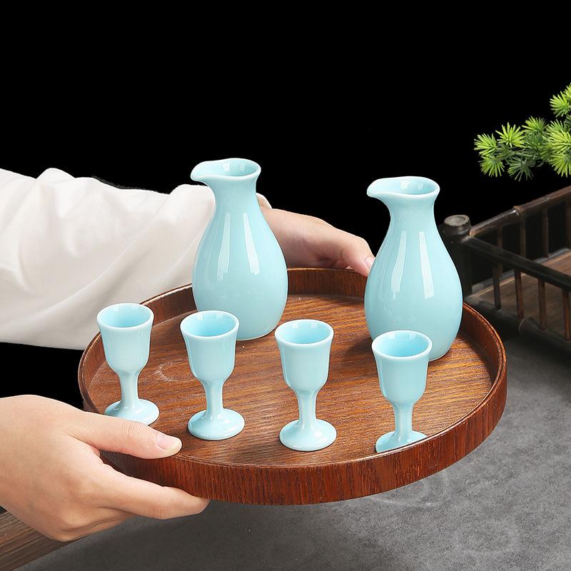 Japanese Sake Set Ceramic Traditional Ceramic Four Sake Cups Two Pots Baijiu Dispenser Party Restaurant Set In Gift Box 2025 New