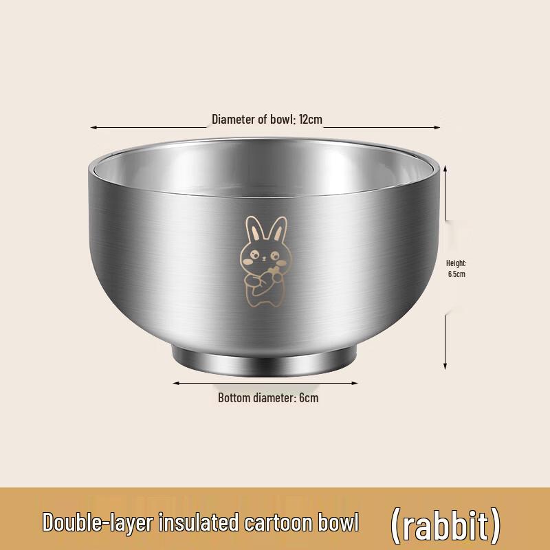 304 Stainless Steel Double-Layer Cartoon Soup Bowl (Set of 2)