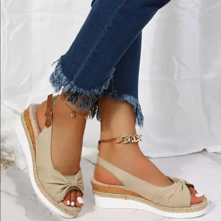 Femmes sandales compensées mode boucle Peep Toe confort léger talons hauts résistant à l'usure femmes bureau sandales de mariage