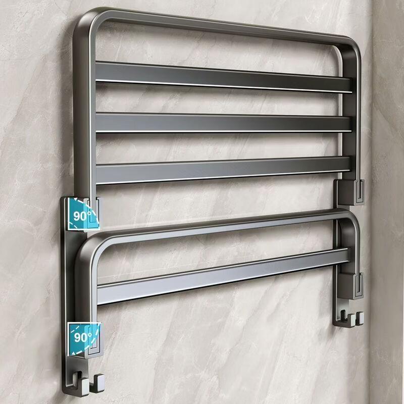 cmaos Upgraded Folding Bathroom Towel Rack with Hooks