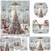 Christmas Shower Curtain Polyester Fabric Bathroom Curtain with Non-Slip Rugs Toilet Lid Cover and Bath Mat for Bathroom Decor