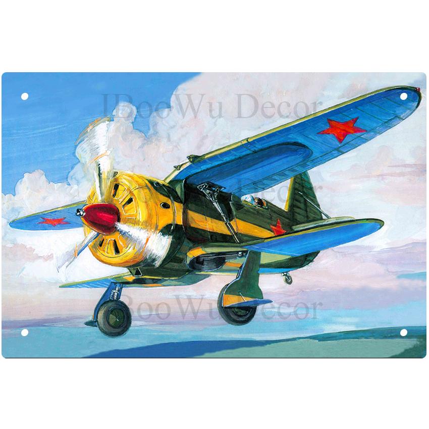 Airplane Fighter Vintage Metal Signs American Style Aircraft Wall Sticker Painting Poster Pub Bar Room Decor