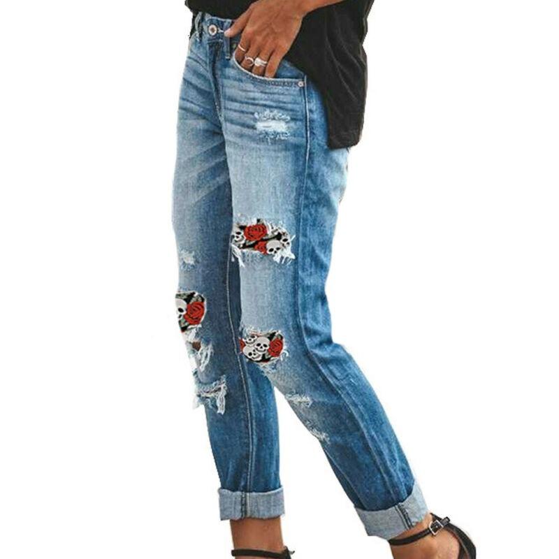 Jeans strappati Moda donna a vita alta Boyfriend Ripp Denim Pants Loose  Stretchy Pantaloni lunghi Slim Stampato acquista in modo economico —  spedizione gratuita, recensioni reali con foto — Joom