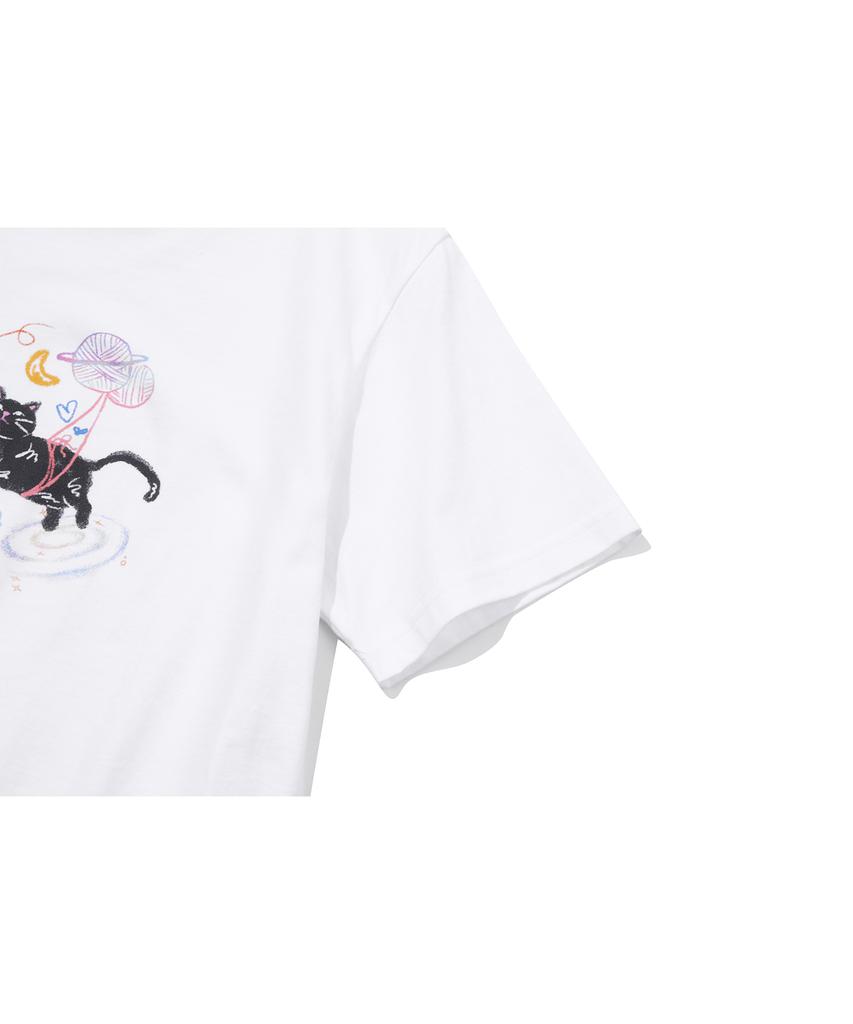 CPGN STUDIO Dtp Doodle Art Crop Short Sleeve T-Shirt White