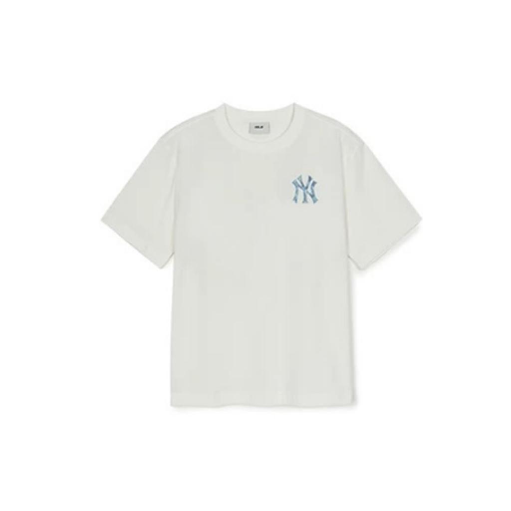 New MLB MONOGRAM Collection New York Yankees T Shirt SS25 Ivory White Kids' 7ATSMV453-50IVS