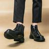 Fashion Brogue Black short men's boots Fashionable and versatile gentleman style Business Office Daily Outdoor Leisure Party Adult shoes