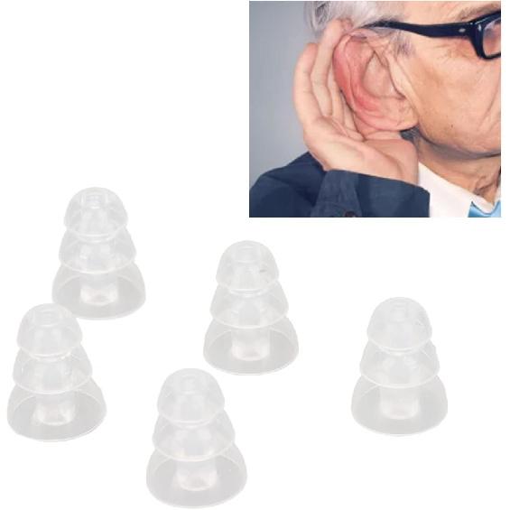 BigKing Hearing Aid,Universal 5pcs Hearing Aid Domes Ear Tips Silicone Soft&Comfortable 3 Layers Transparent Replacement BTE ITE Hearing Aids