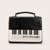 Girls Polka Dot Piano Key Handbag Black And White Retro Shoulder Bag Fashion Y2k Large Capacity Briefcase Lace Bow Cute Ita Bag