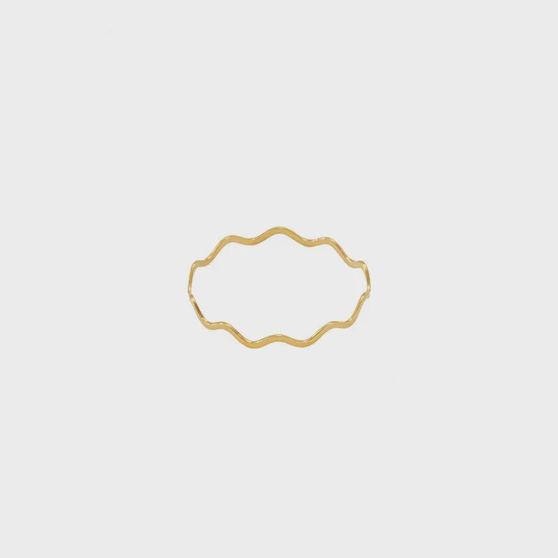 2023 Ultra-Thin Wave Titanium Ring with 18K Gold Plating - Trendy & Minimalistic Design