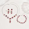 Jewelry Necklace Set  Exquisite Elegant Red/Blue/Silver Etc/Zircon  Necklace Bracelet With Earrings