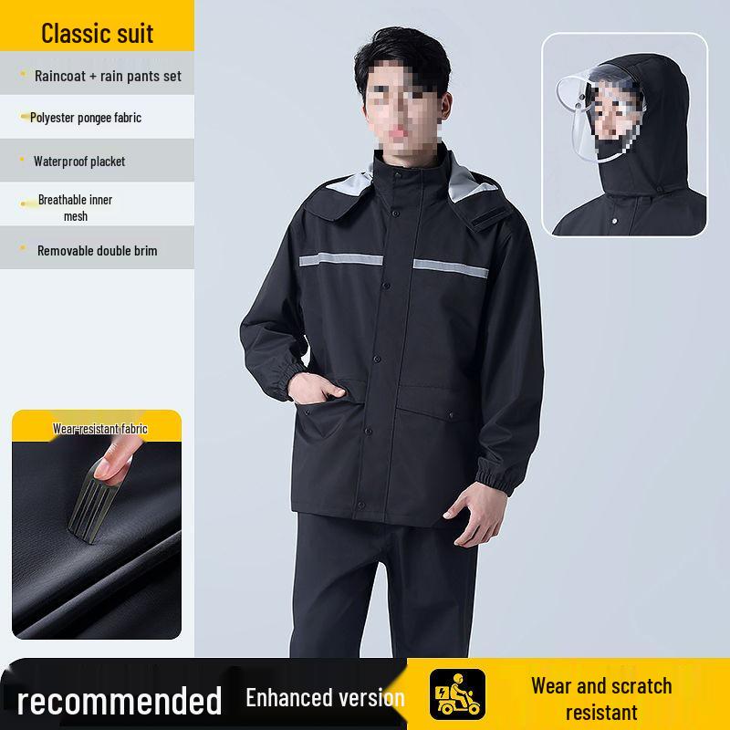 Herren Ganzkörper Sturmfeste Motorrad Regenjacke - Geteiltes Set für Elektrofahrzeug- und Essenslieferfahrer