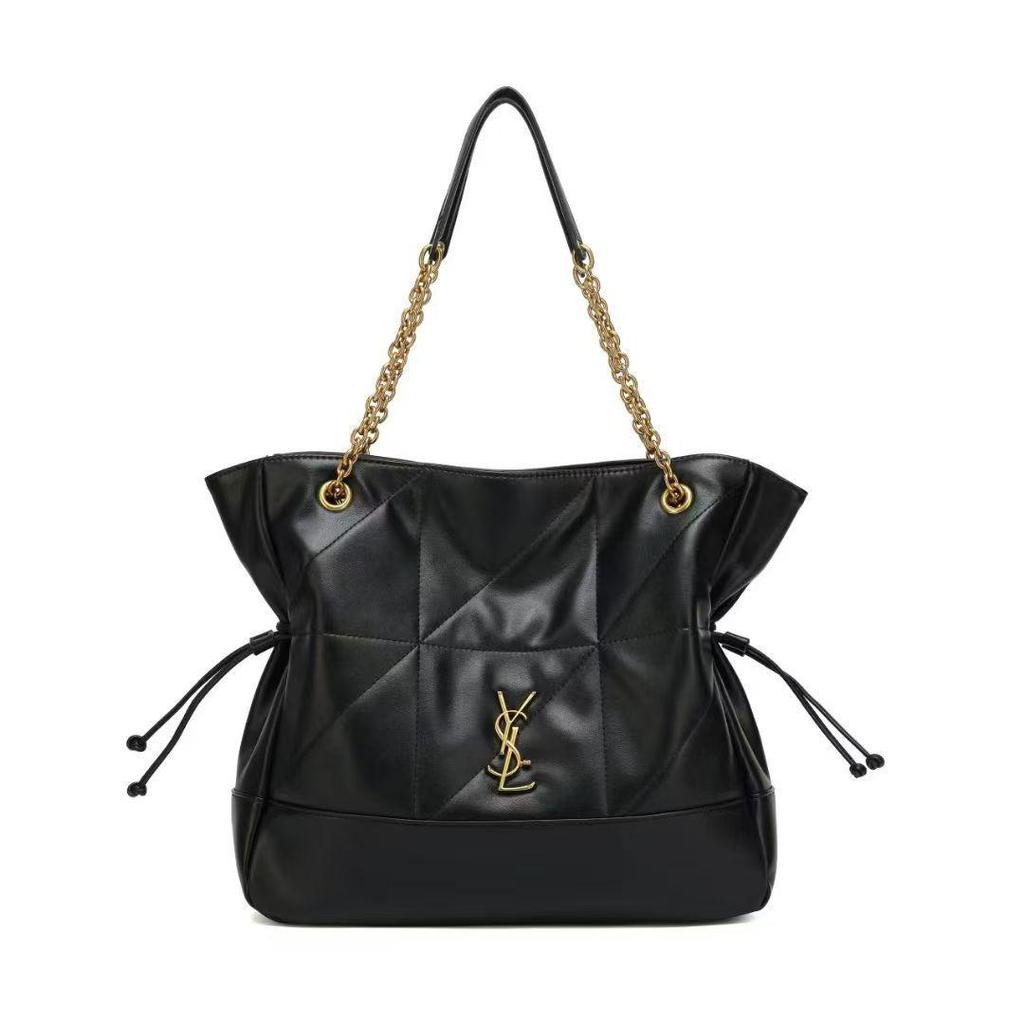 YSL DIY Lucky Bag Fashion Soft Leather Underarm Tote & Drawstring Bucket Bag