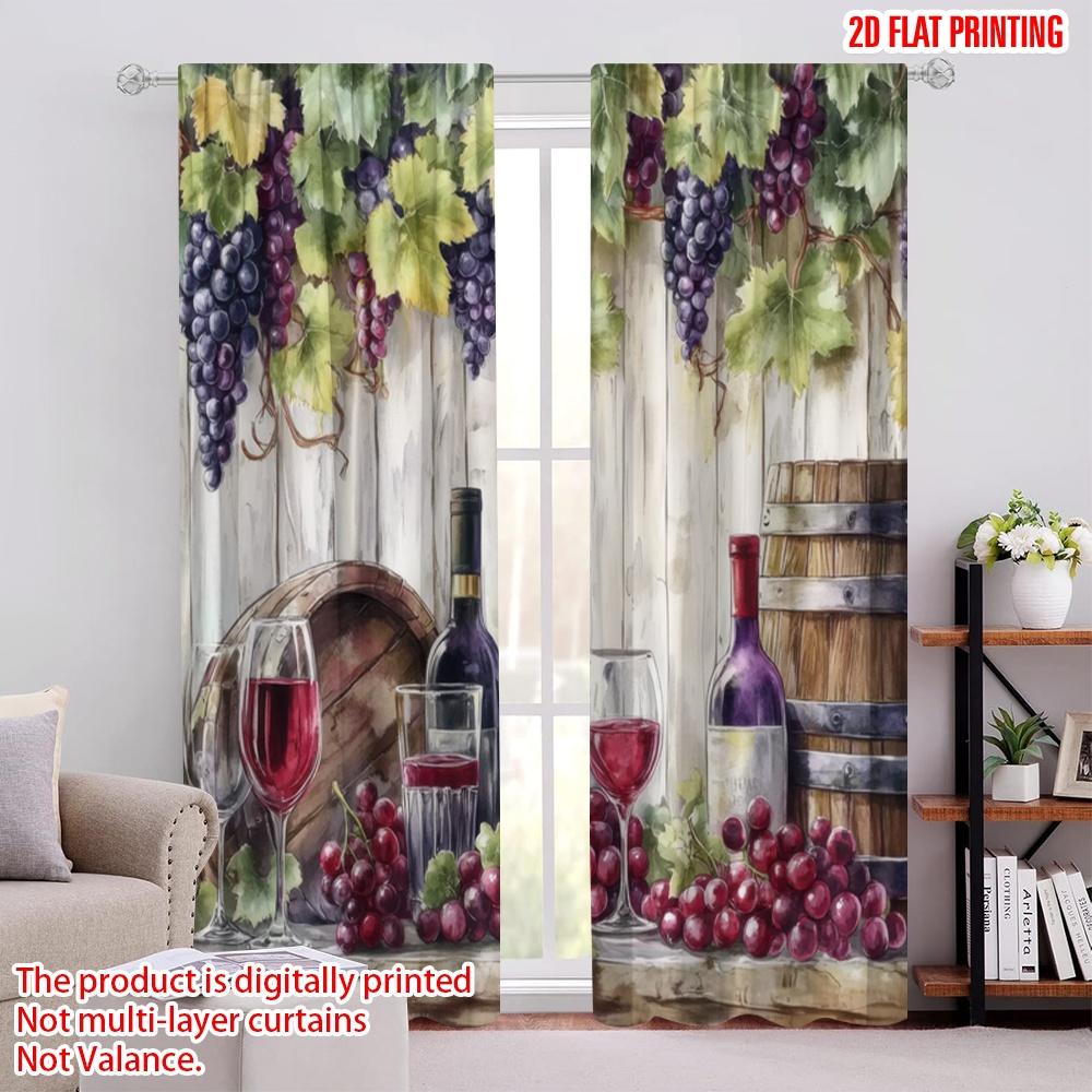 

2pcs,2D plane printing Popular Curtains Wine Harvest Still Polyester Woven (without rod) Holiday Perfect for Bedroom, Living 52.50 × 116.00 cm 2 pcs