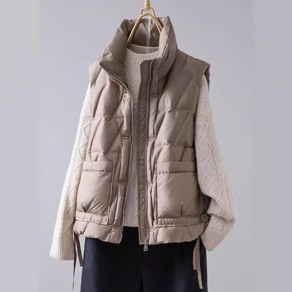 Autumn and winter new stand-up collar white duck down light down jacket vest women's casual solid color vest vest jacket tide