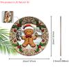Wooden Christmas Sign with Gingerbread Man Pattern - Navidad Round Sign for Front Door, Wall Hanging Decor - Ideal Christmas Decoration