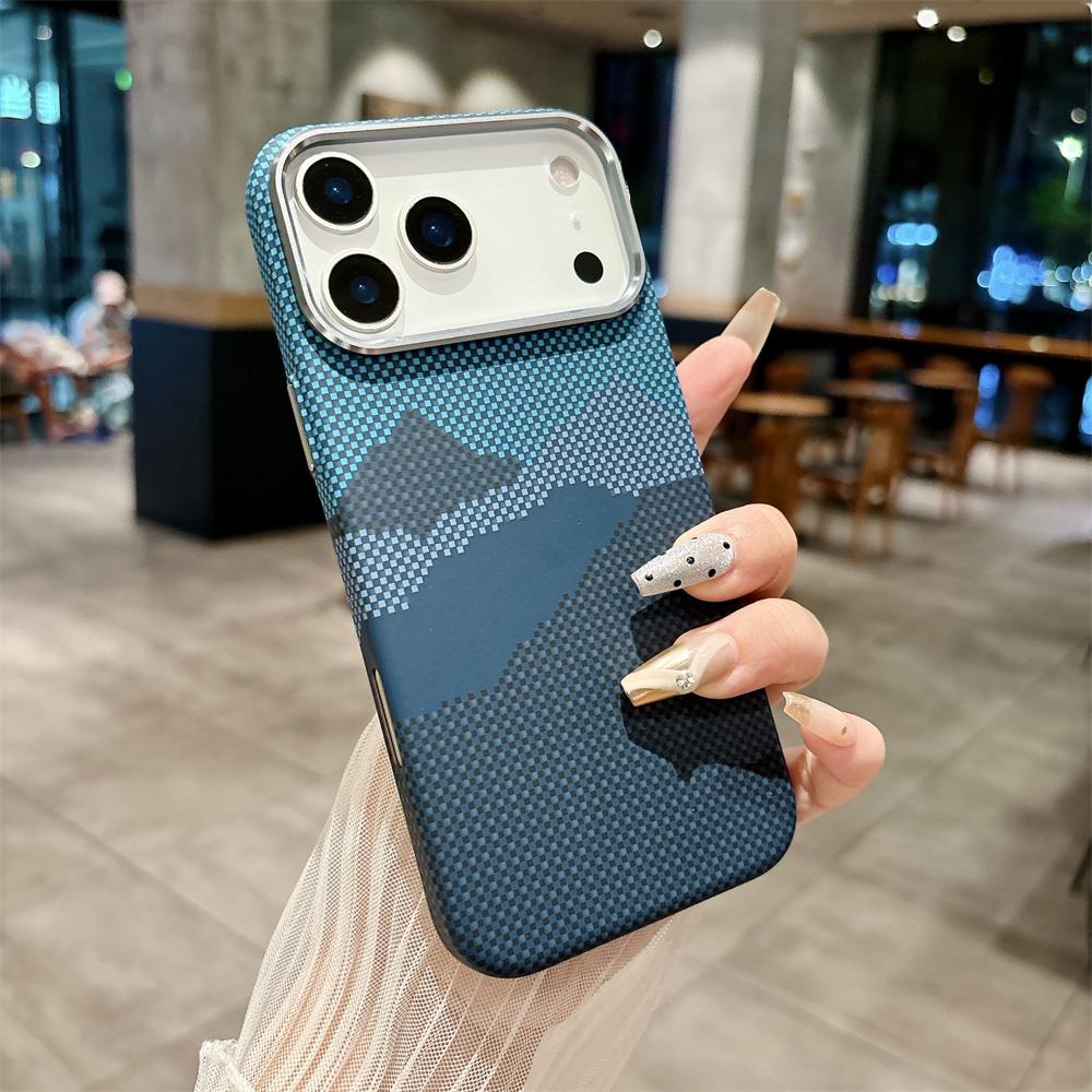 Luxury Kelvar Carbon Fiber Phone Case for iPhone 17 Air 17 Pro Max Magnetic Wireless Charging Ultra Thin Hard Colorful Cover