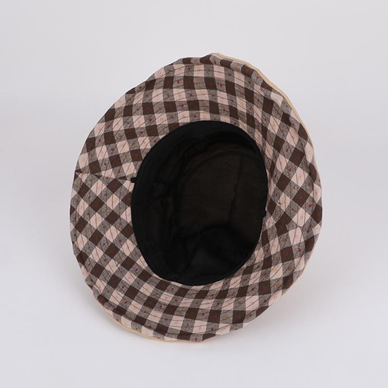 Summer Sunshade Hat for Women, Korean Version, Fashionable Contrasting Color Checkered Fisherman Hat, Tourist Large Eave Sun Hat