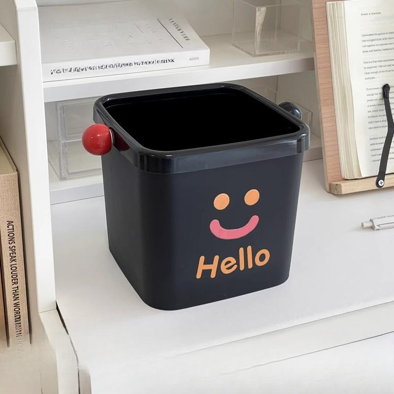 Small Desktop Trash Can Mini Pressure Ring Cartoon Cute Storage Bucket Living Room Bedroom Dining Table
