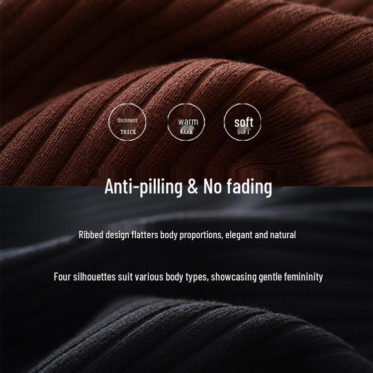 Women's Long-Sleeve Knit Dress for Layering, Mid-Length Over-the-Knee Style