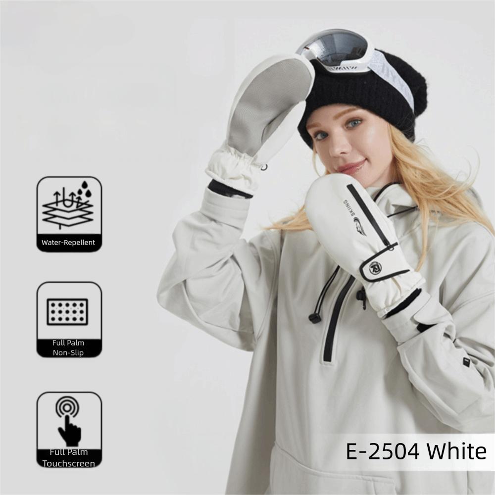 

Thermal Winter Skiing Gloves Thick Touch Screen Snowmobile Mittens Waterproof with Storage Layer Snowboarding Gloves Unisex белый