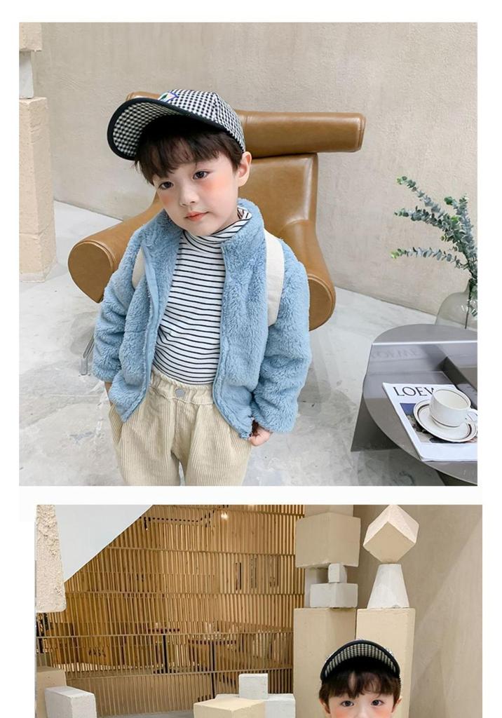 Unisex Kids' Velvet Jacket - Solid Color Long Sleeve for Spring & Autumn