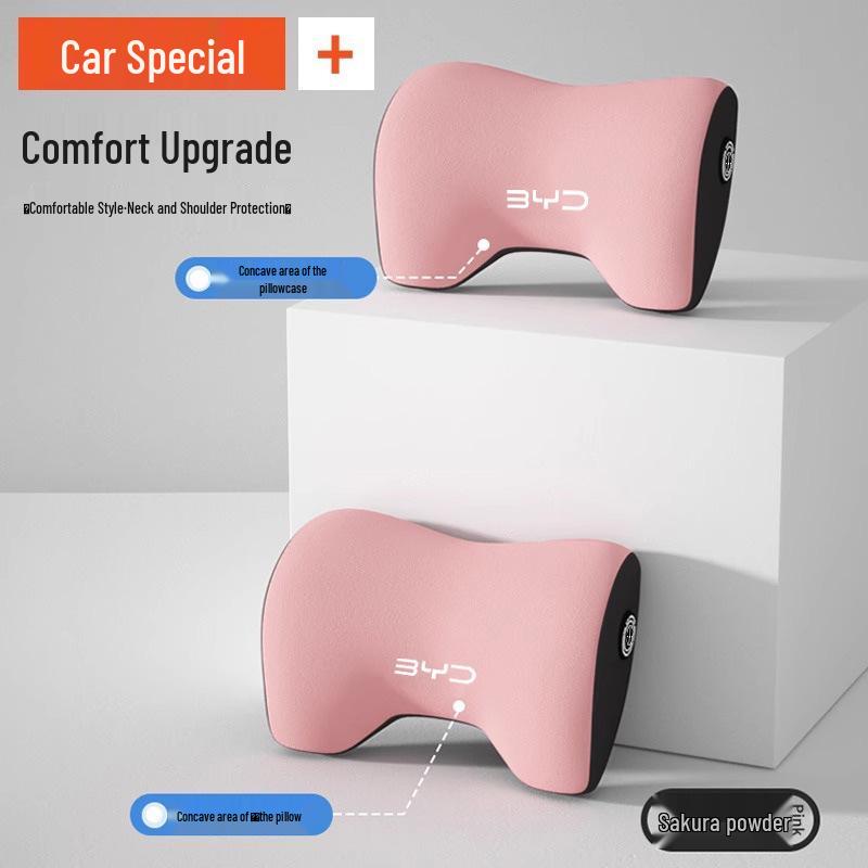 Příslušenství pro vozy BYD: Opěrky hlavy, Bederní opěrky, Polštářky a Chrániče krku pro modely Qin Plus, Song Pro, Seagull, Seal, Han.