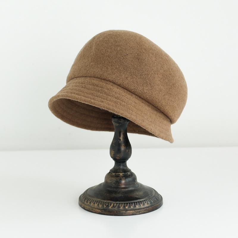 All wool Basin Hat for Women Foldable for Autumn and Winter  Japanese Style Beret  Short Brimmed Fisherman's Hat Korean Style Versatile