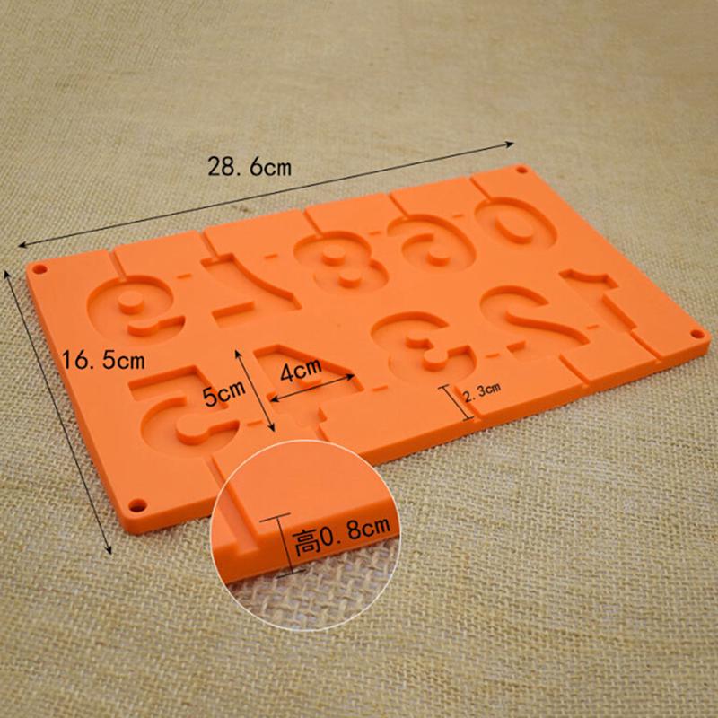 Atraktivní a odolná 3D silikonová forma na lízátka s čísly 0-9, fondán, zdobení dortu, čokoládová forma