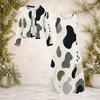 Women Plus Size Abstract Printed Two Piece Set Round Neck Long Sleeve Cropped Cardigan Sleeveless Midi Dress