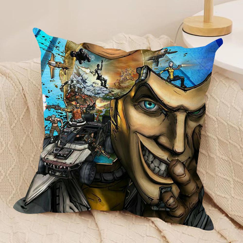 B-Borderlands Game Cushion Cover Soft Plush Fabric Double-Sided Printed Sofa Cushion Cover for All Seasons Home Decor Gift