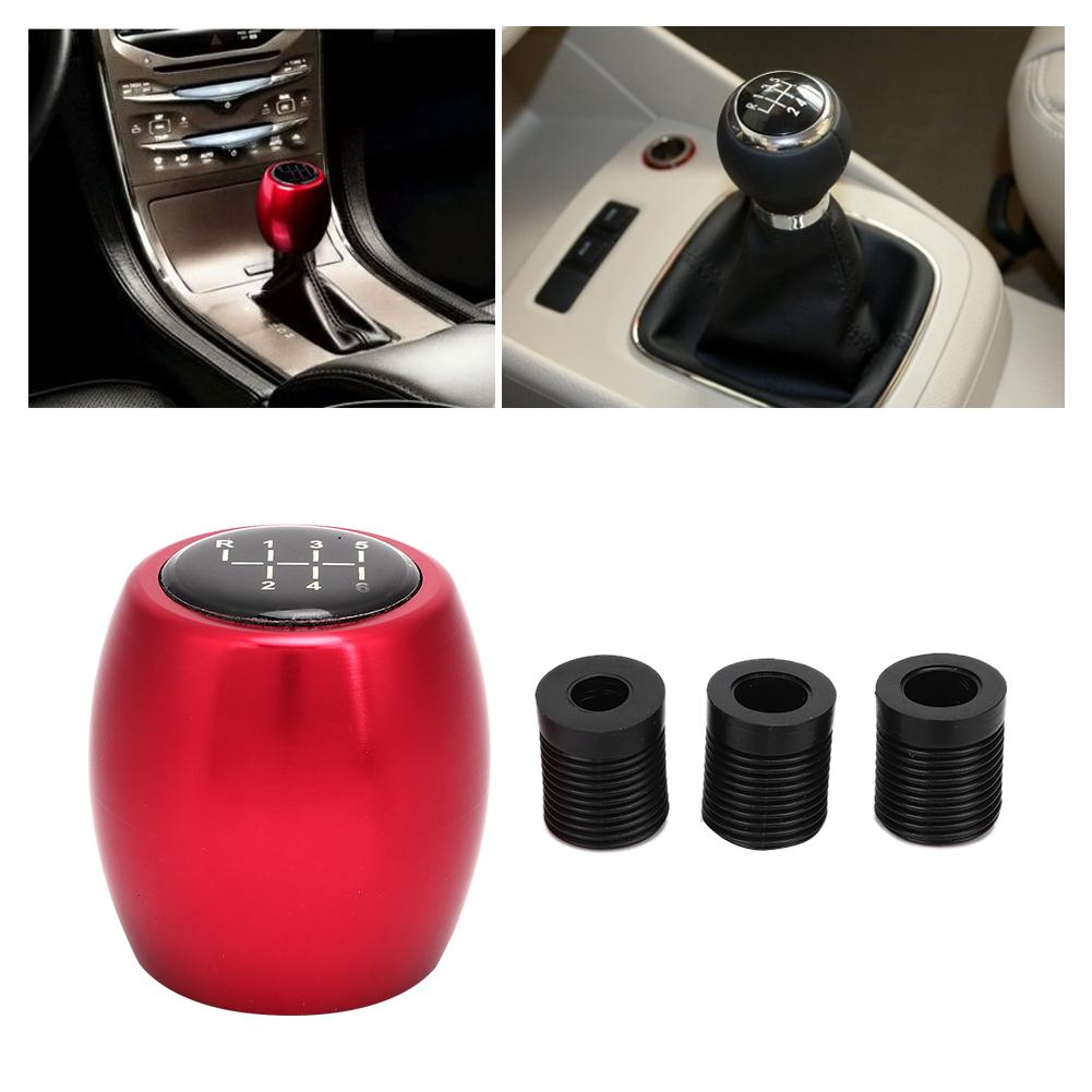 5 6 Speed Aluminum Alloy Red Gear Shift Knob Head Manual Transmission Lever Cover