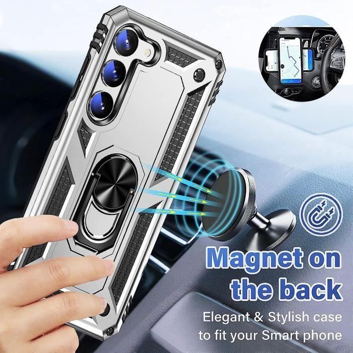 Coque pour Samsung Galaxy S23 FE - Argenté - Antichoc Renforcé - Support 360°