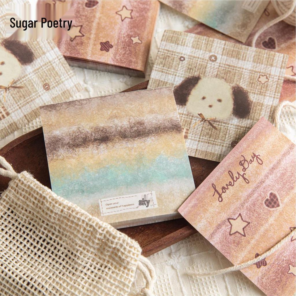 Sugar Poem White Kraft Sticky Note Set - Handmade Fabric Base, Series 4