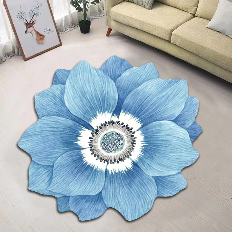 Nonslip Living Rugs Flower Area Shape Washable Large Care Carpet Household Easy Rug Bedroom Absorbent Simple Room Dirt Resistant