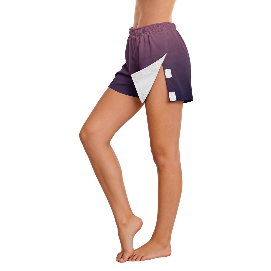 Women's Gradient Adjustable Side Shorts No Pockets Easy Closure Loose Fit Casual Bottoms