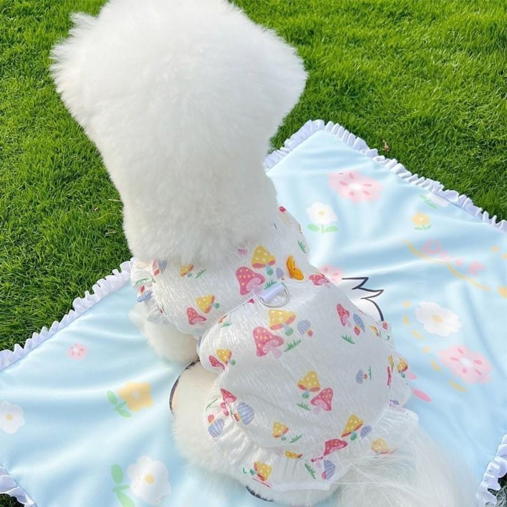 Flutter Sleeve Dog Love Printed Skirt Thin Breathable Pet Suspenders Vest  Party