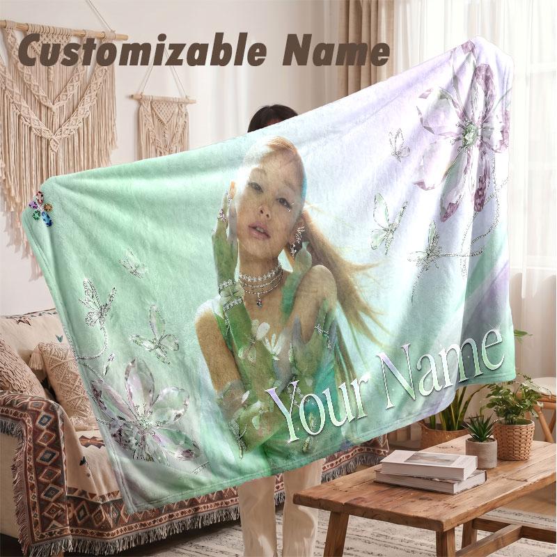 Custom Name Flannel Blanket,Ariana Grande Lightweight Warm Bed Blanket For Couch & Holiday Gift