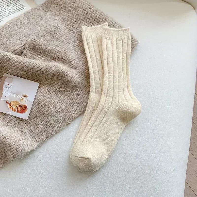 Cashmere Wool Thicken Warm Women Socks Sox New Winter Socks Women Japanese Fashion Harajuku Solid Color Thermal Long Socks
