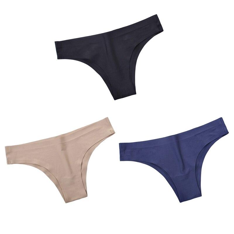 

3 шт./компл. женские трусики-бикини из ледяного шелка бесшовные с низкой посадкой сексуальное женское бразильское нижнее белье S